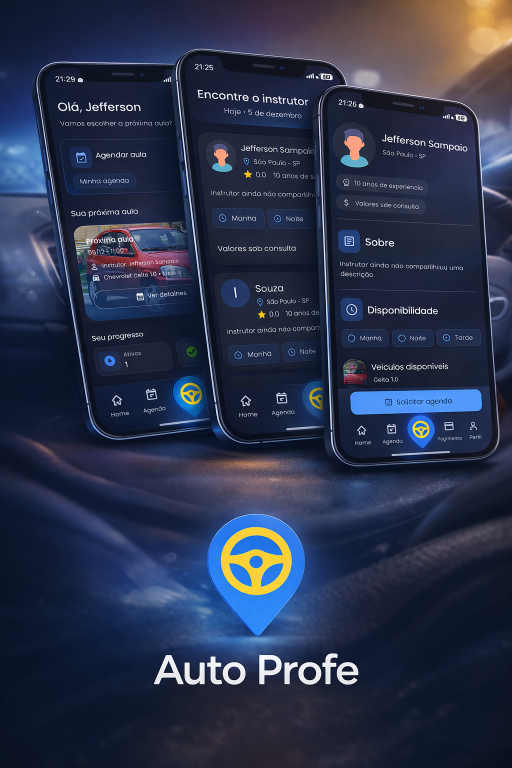 Plataforma de instrutor Auto Profe em execução